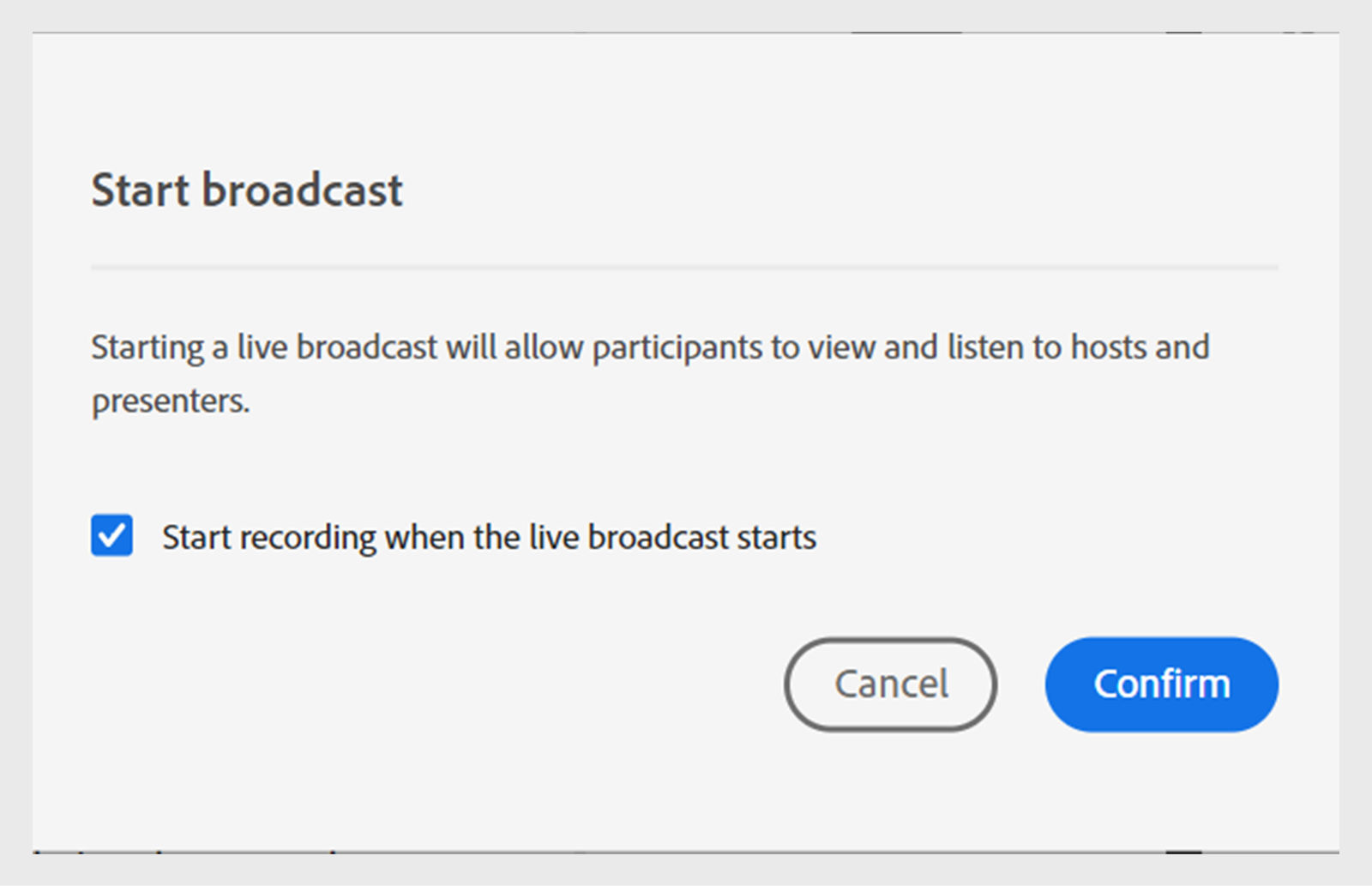 ready for broadcast dialog box