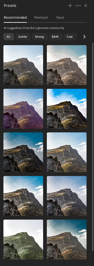 Recommended Presets in Lightroom