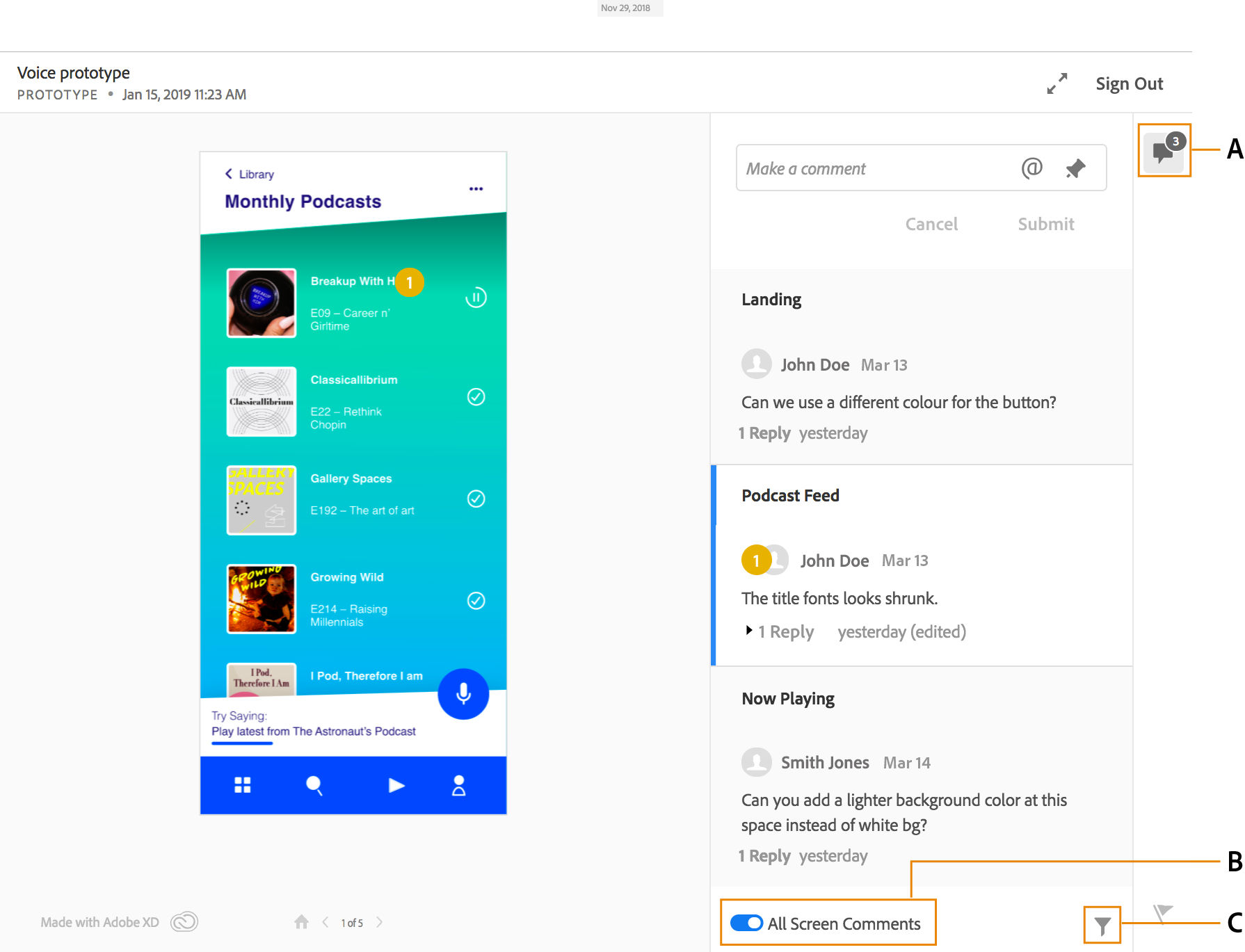 View comments across multiple artboards