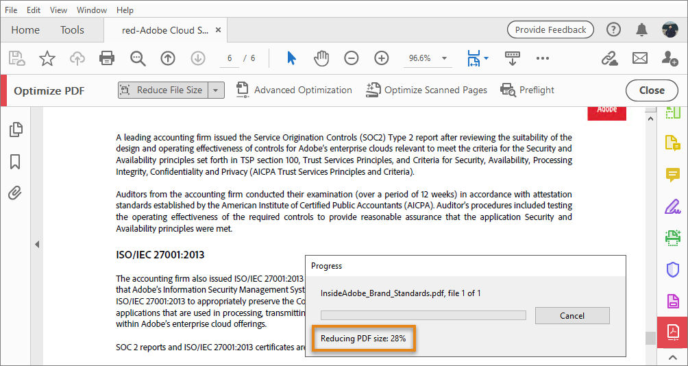 The progress bar when multiple PDFs are optimized