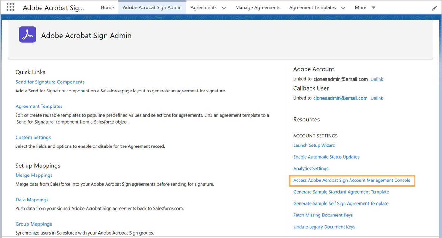 Refresh access tokens for Acrobat Sign for Salesforce integration.