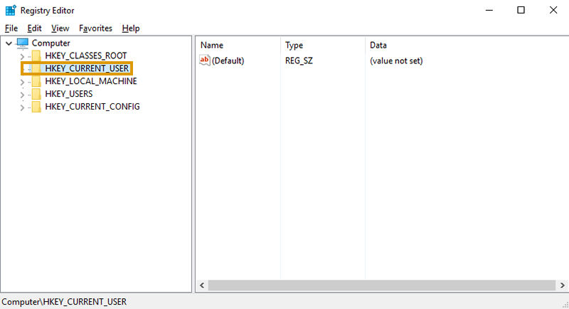 HKEY_CURRENT_USER in Registry Editor