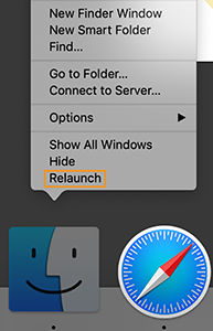 Relaunch Finder from the Dock