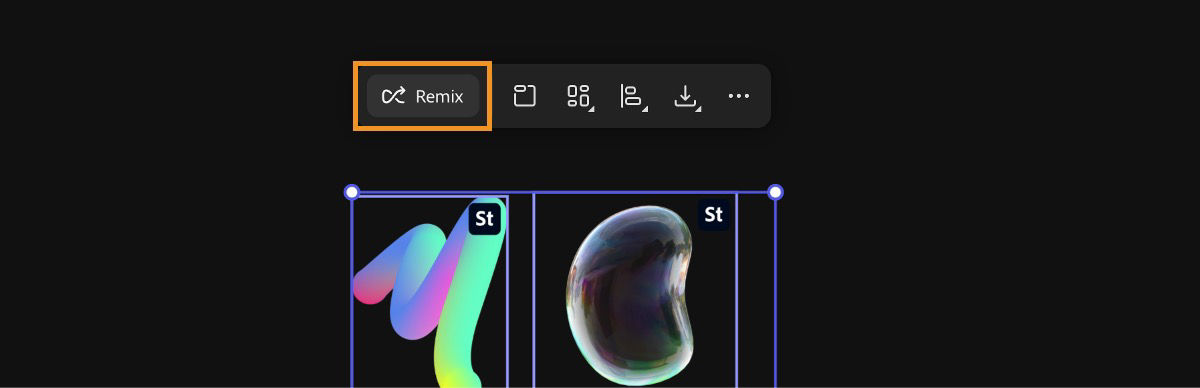The images in the board are selected and from the context menu, the Remix option is selected.