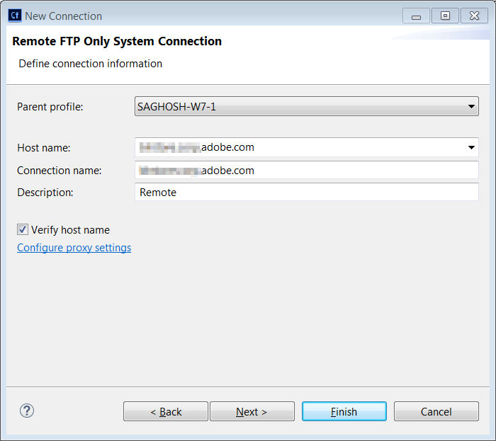 Remote FTP connection