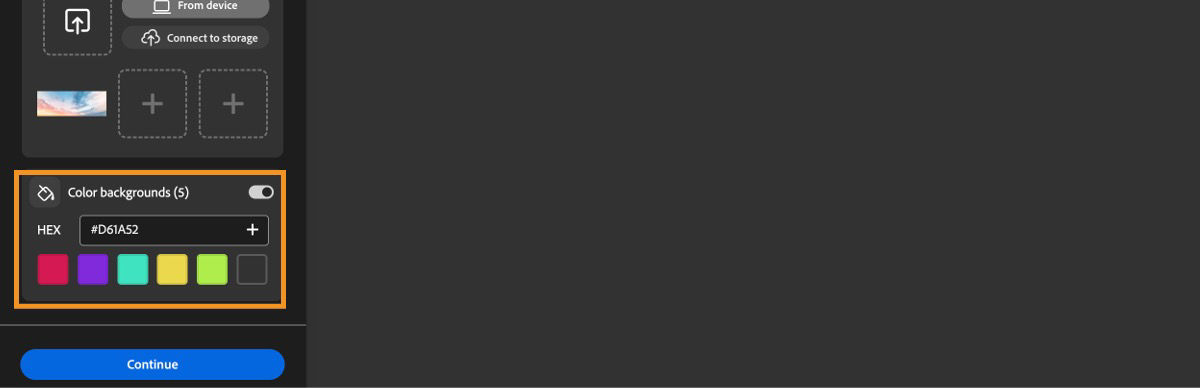 In the Color background field, there is a color hex code added.