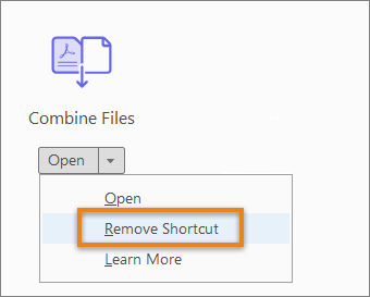 Remove shortcut from the right pane