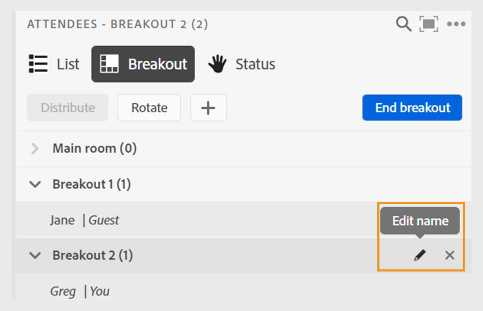 Rename a breakout room