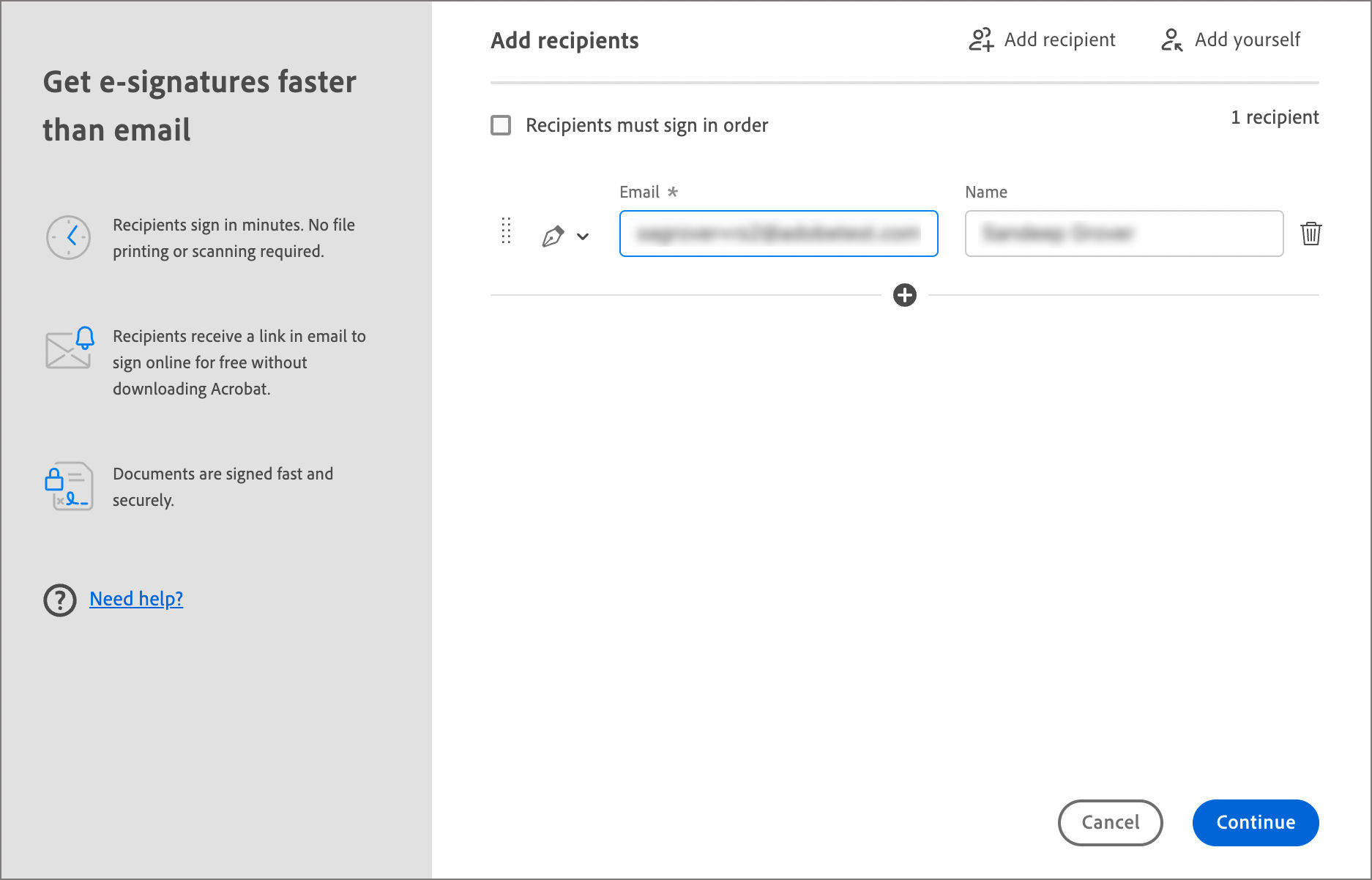 Current experience Request Signatures