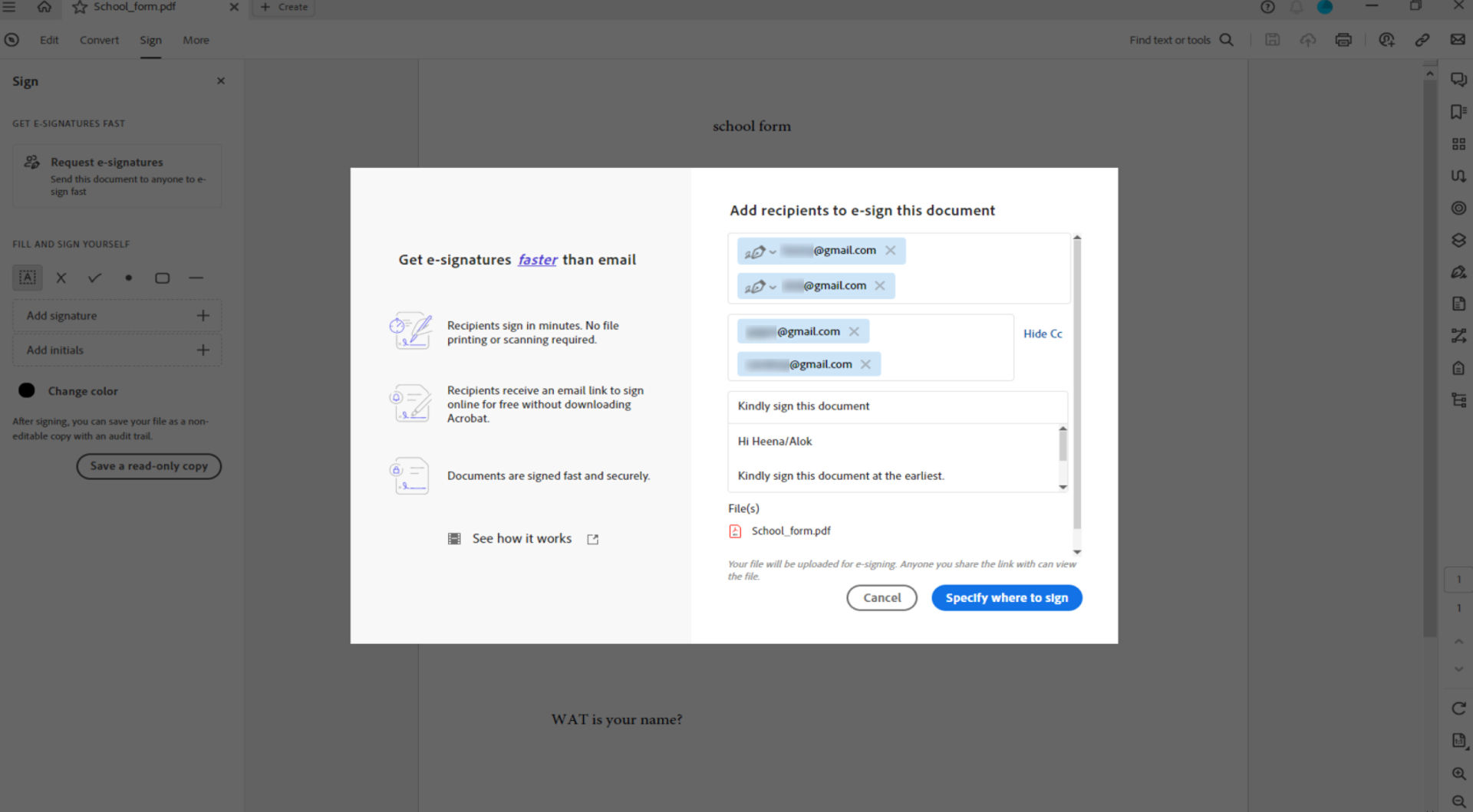 Request signatures tool
