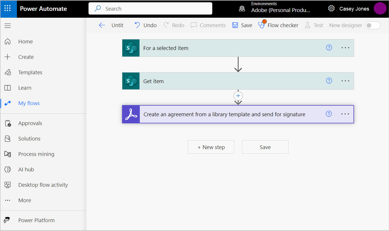 Richiedere la firma per un elemento di elenco di SharePoint tramite Acrobat Sign per Power Automate