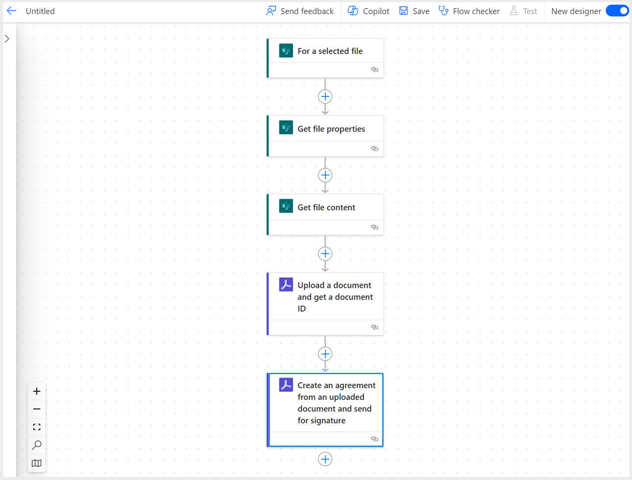 All the added actions appear in the Acrobat Sign for Power Automate flows.