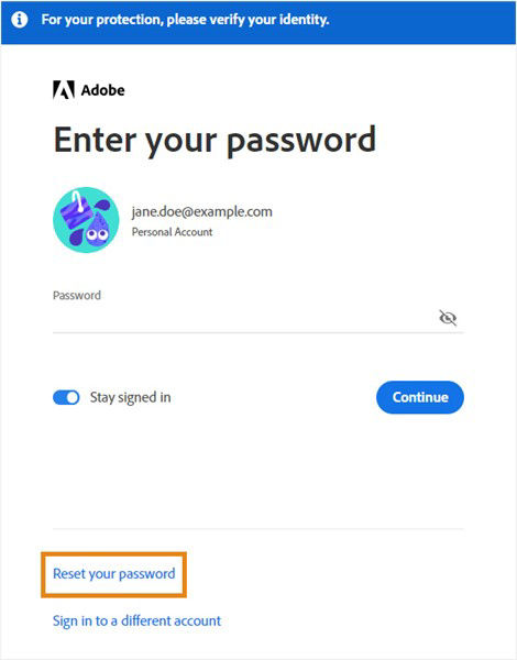 Select Reset your password