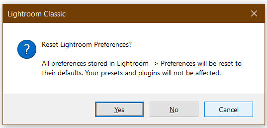 Reset preferences