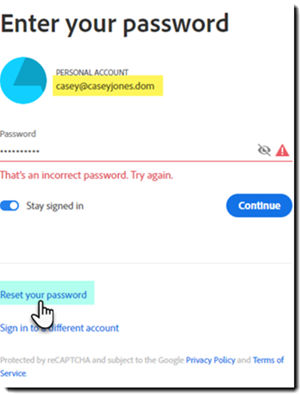 Reset password