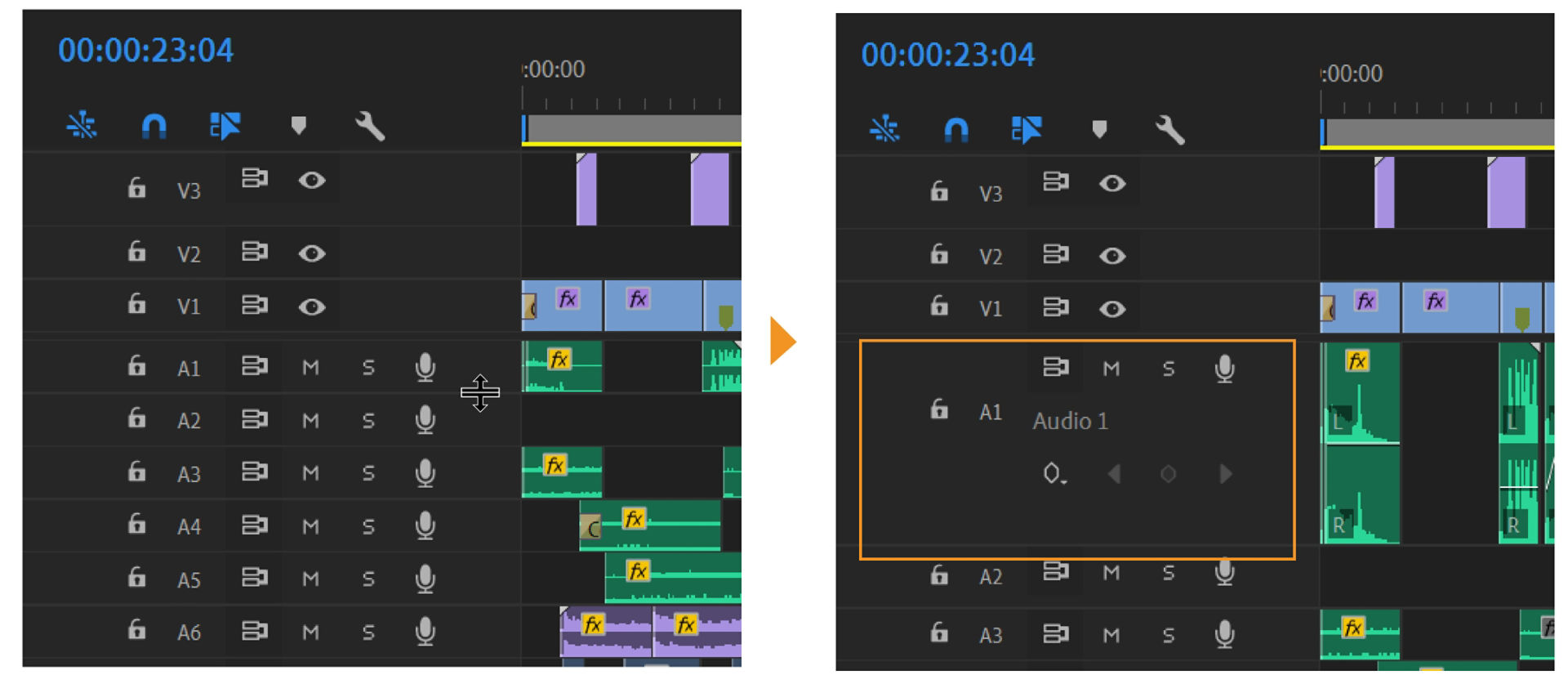 Expand and resize a track
