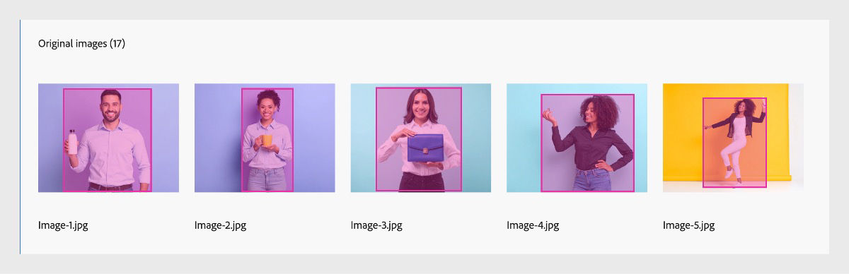Under the Original images, the uploaded images are displayed and each image has an overlay highlighting the focal area, which identifies the subject detected as the primary point of interest.