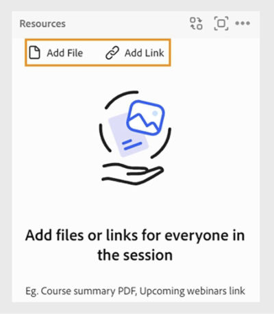 Resources pod showing the options of Add File and Add Link