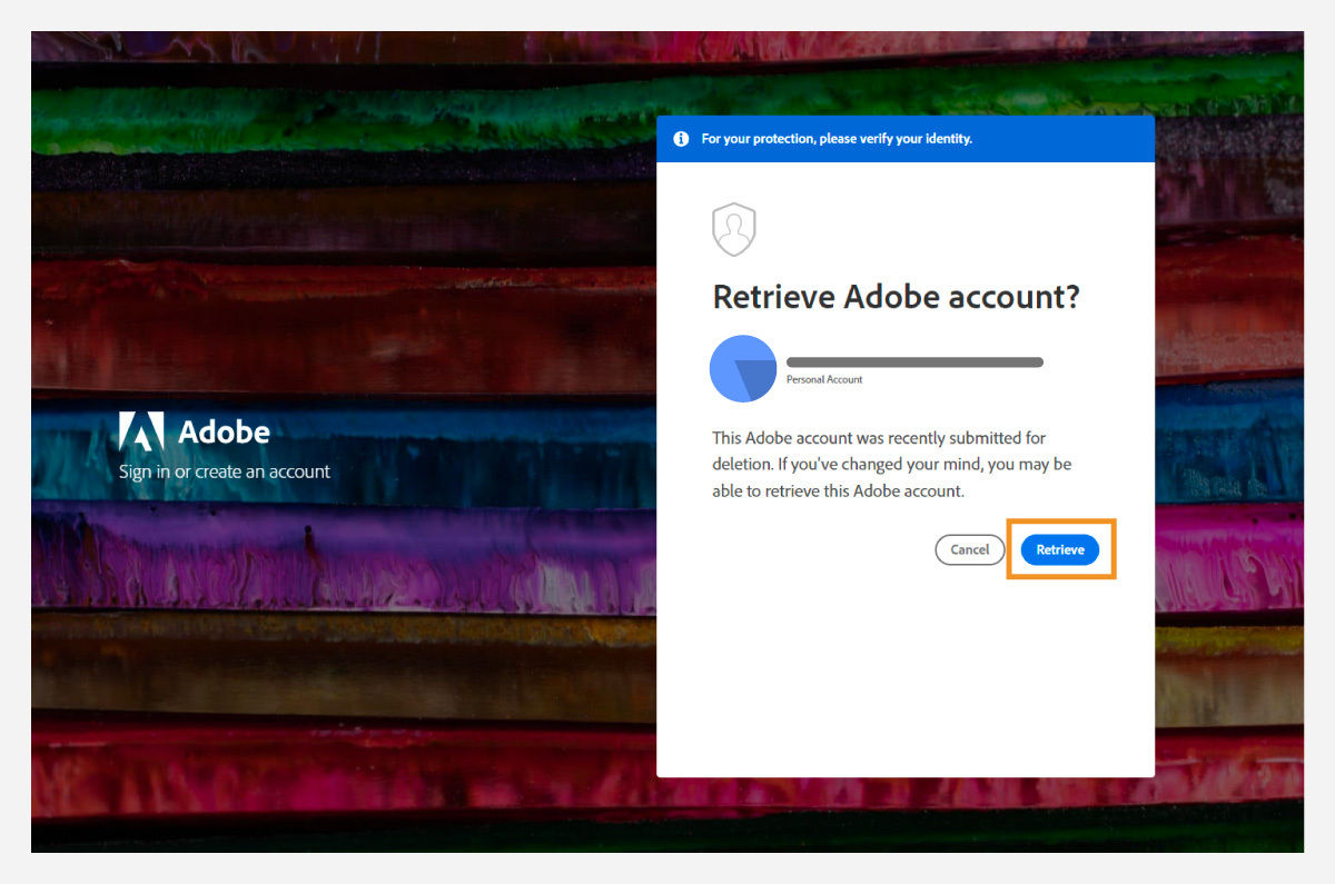 Retrieve or reactivate deleted Adobe account