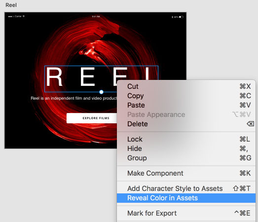 Reveal assets used in a selected object in Adobe XD