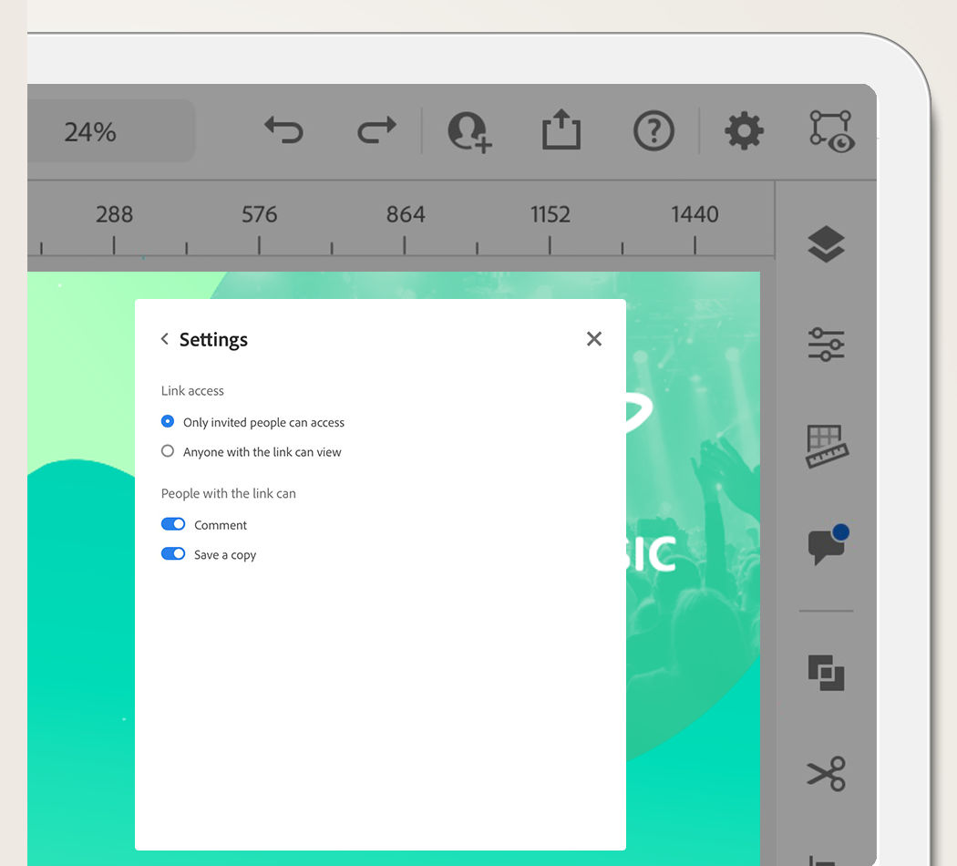 Share a comment settings