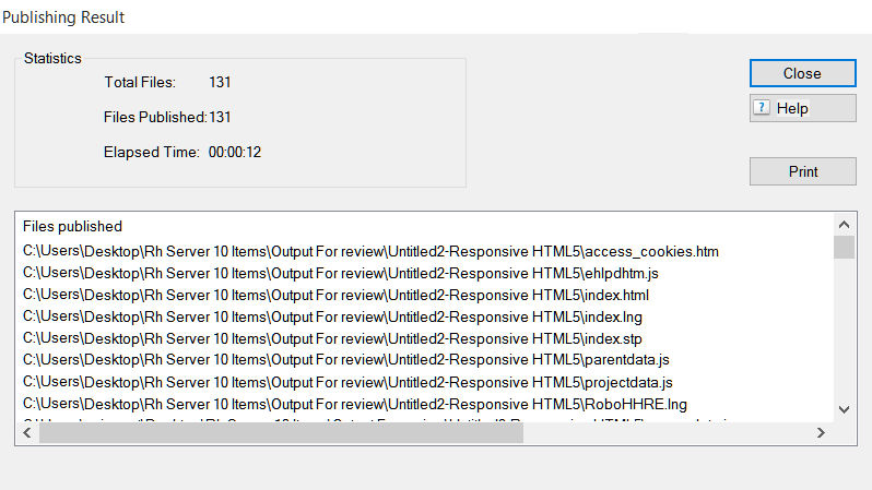 FrameMaker Statistics dialog