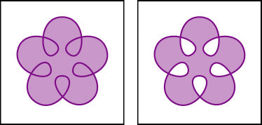 Non‑Zero Winding Fill Rule (left) compared with Even‑Odd Fill Rule (right)