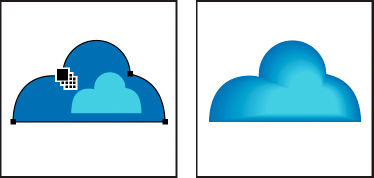 Ejemplo de uso de fusión para distribuir color uniformemente entre dos objetos