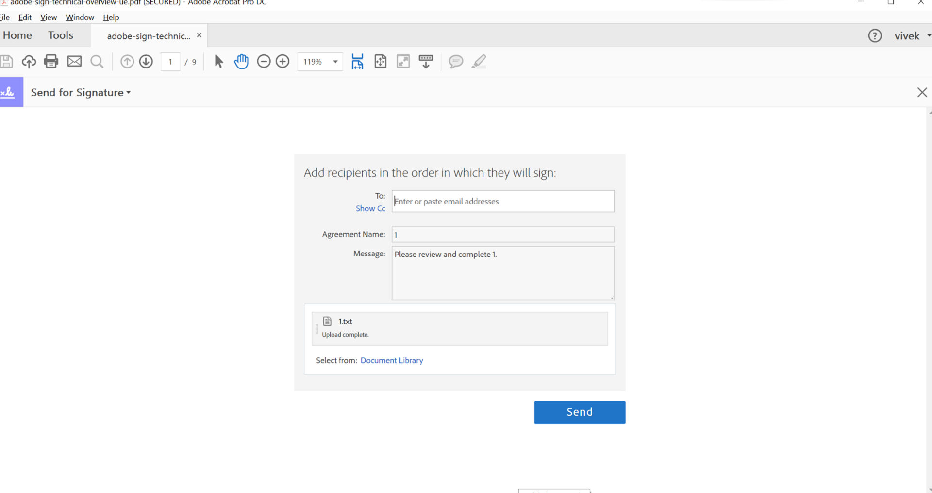 Send documents for signature using adobe acrobat adobe sign