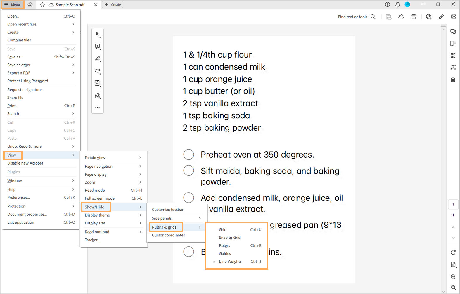 Сетки, направляющие и инструменты измерения в документах PDF, Adobe Acrobat