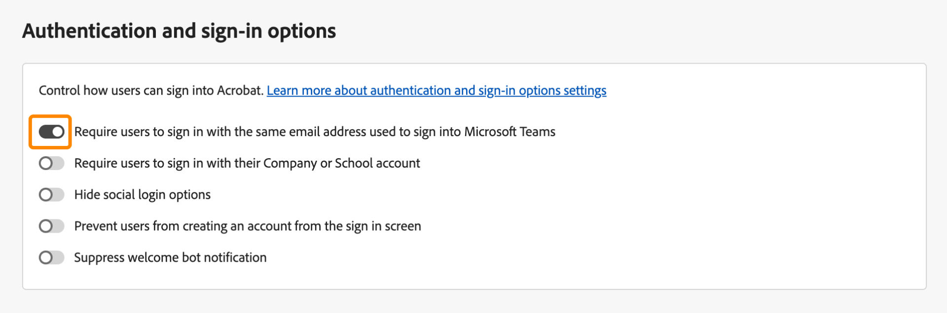 Require users to sign in with the same email address used to sign into Microsoft Teams