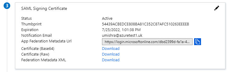 SAML Signing Certificate