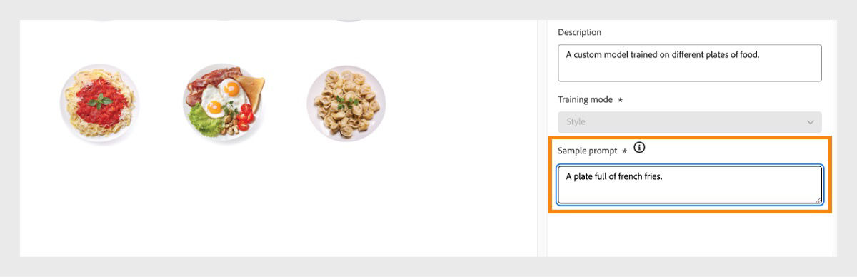 Give a sample prompt to show the custom model’s practical use and help users start generating images.