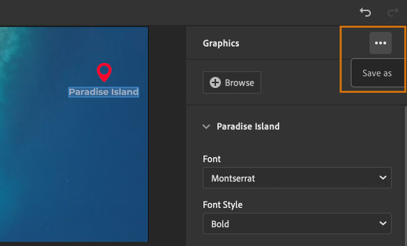 Saving a title or a graphic