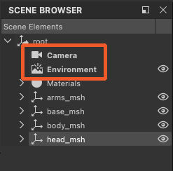 Scene browser - Elements created by Designer