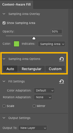 Opties voor monstergebied