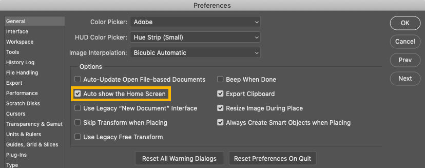 Het beginscherm automatisch tonen