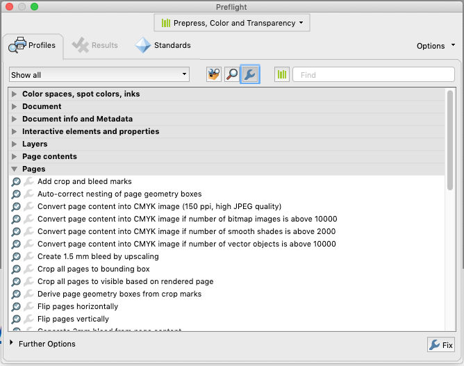 The Preflight dialog box