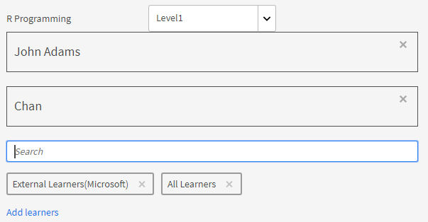 Search and add learners