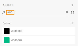 Search colors using the hex code in Adobe XD