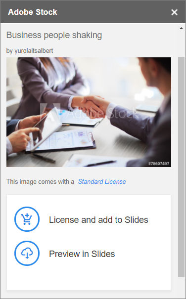 Preview the selected image in Slides