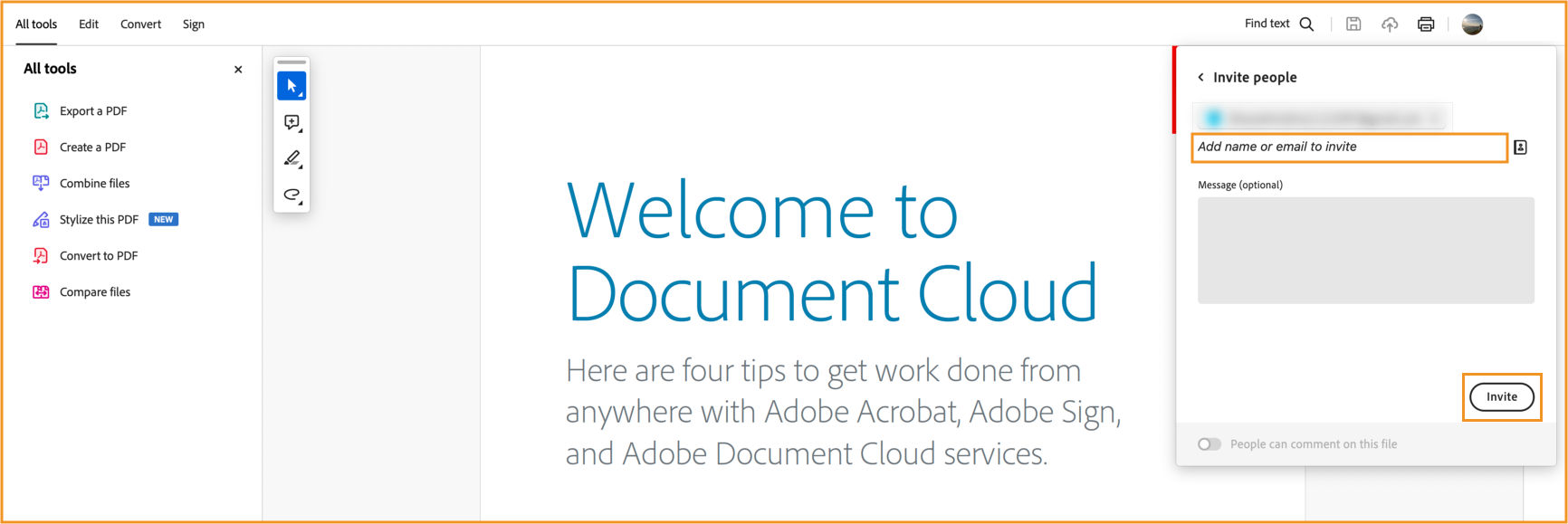 Share with Others dialog box is displayed