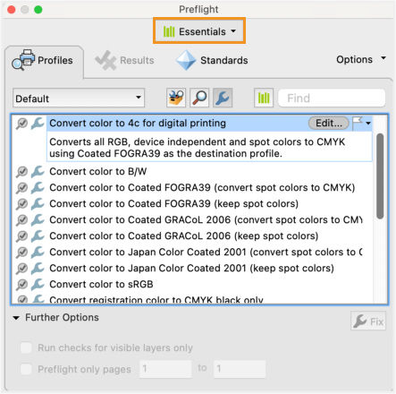 Preflight dialog box is shown and Libraries drop-down menu is highlighted