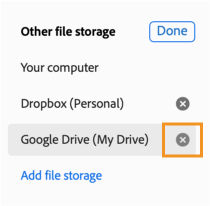 Click the Cross icon to remove the account