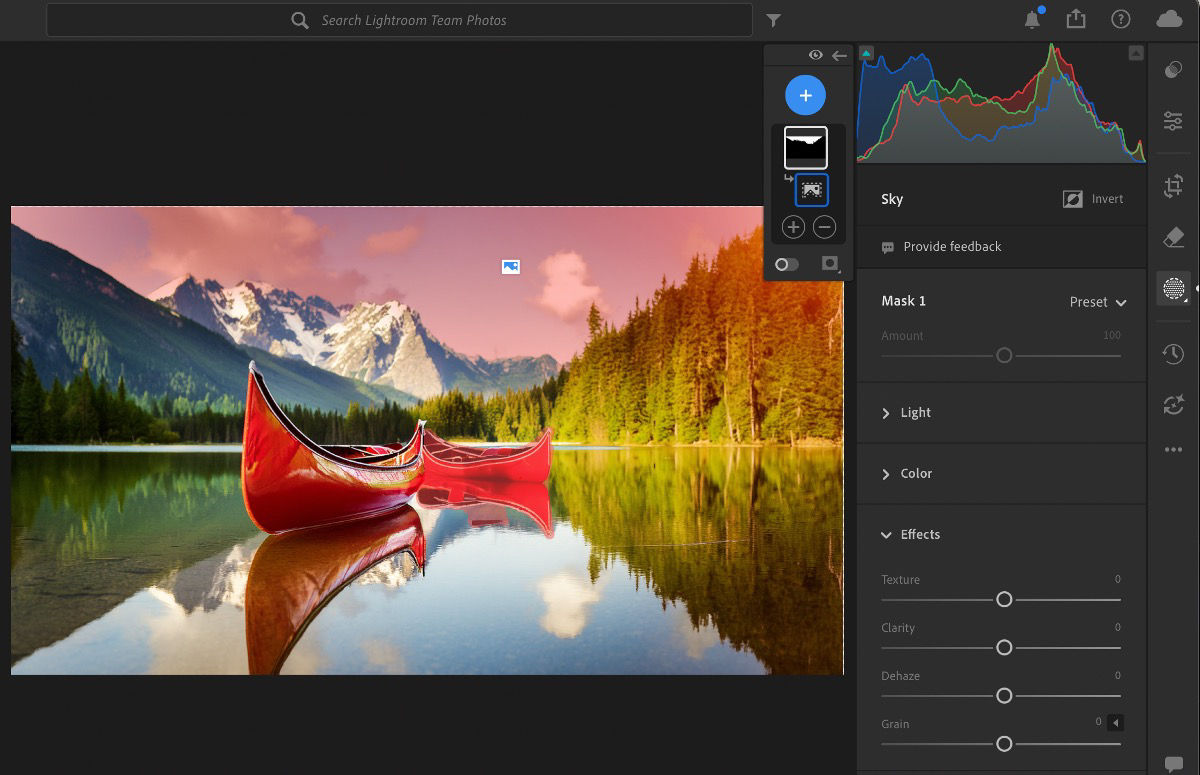 Select Sky in Lightroom