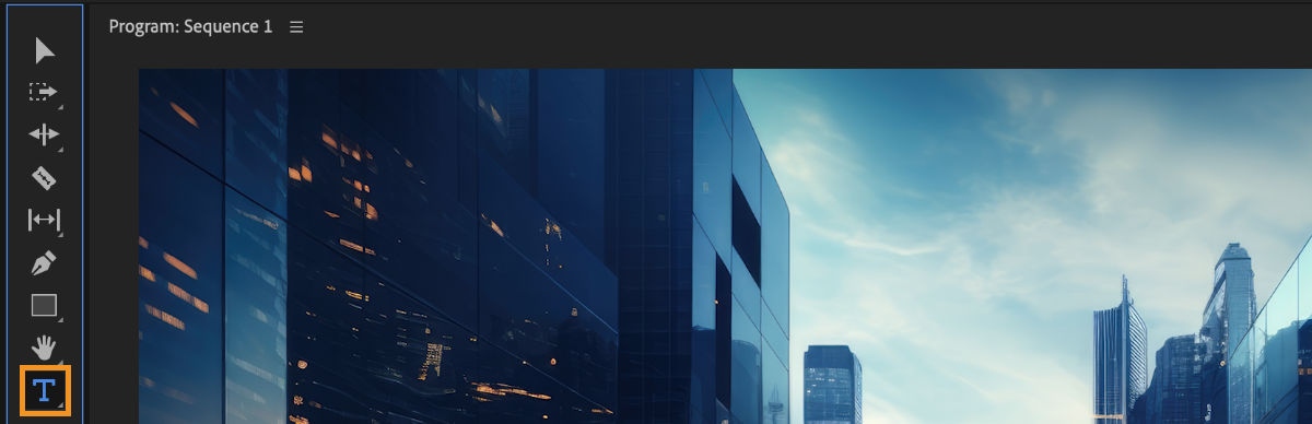 Type tool in the toolbar
