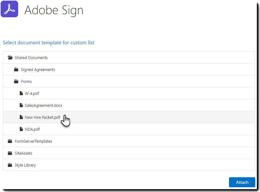 Select File Within Sharepoint