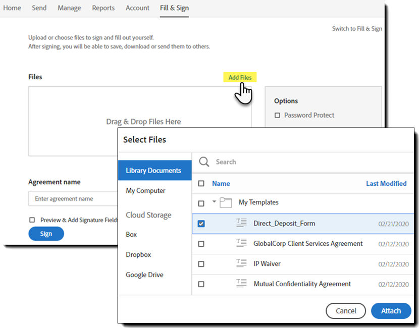 Self-sign - Attach a file