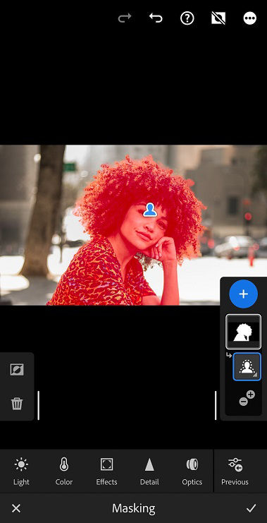 Onderwerp selecteren in Lightroom iOS