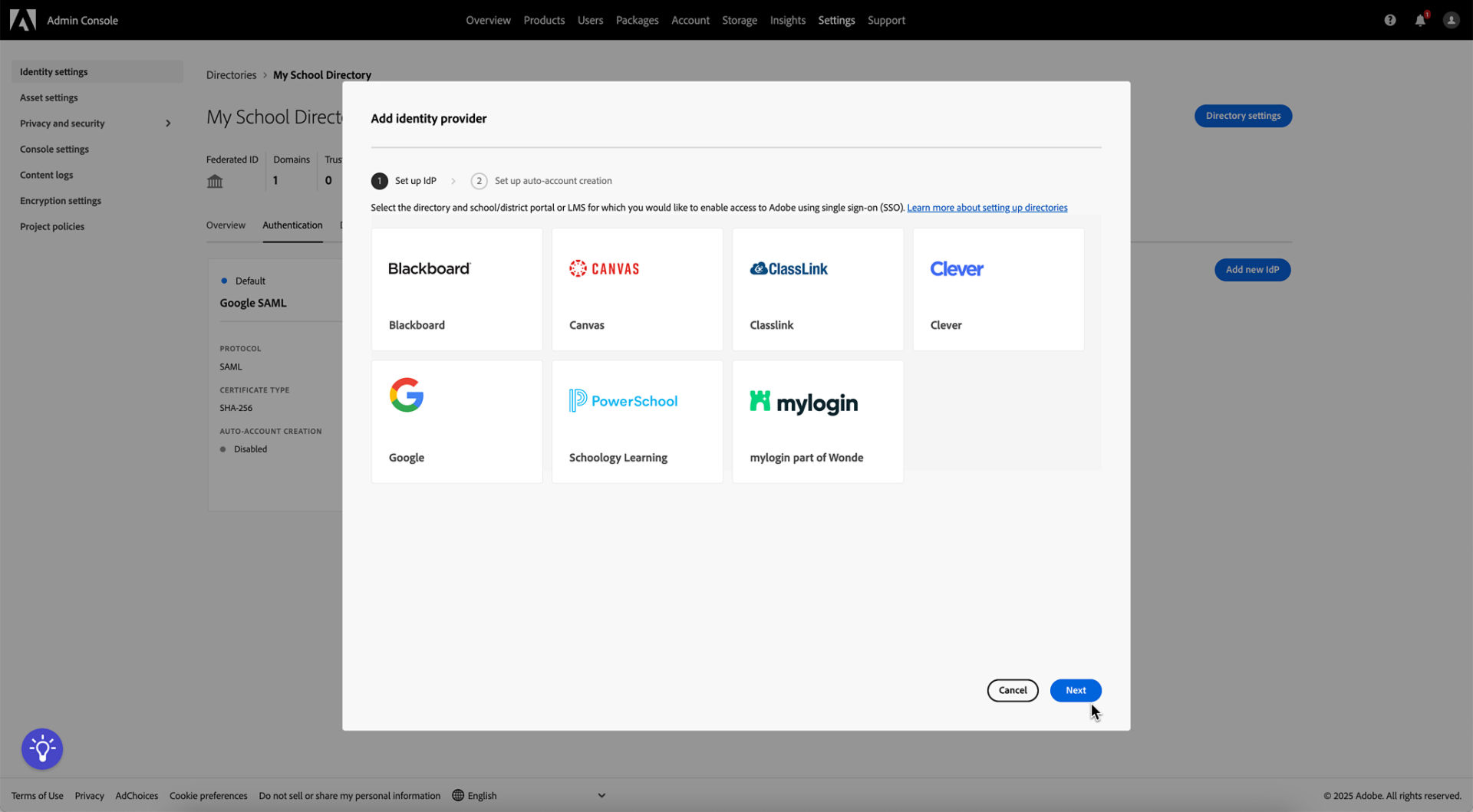 Select mylogin from the options